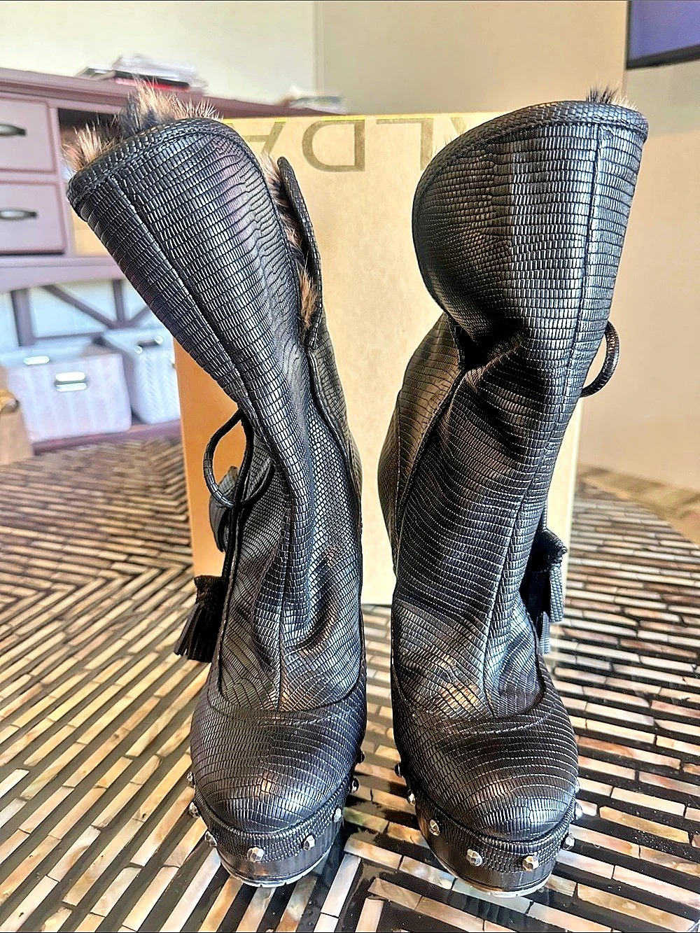 Baldan BD-Aspen Fur Cuff Platform Ankle Boots
